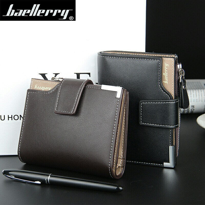 Wallet Baellerry brand Short men Wallets PU Leather male Purse Card Holder Wallet Fashion man Zipper Wallet men Coin bag - Korvel