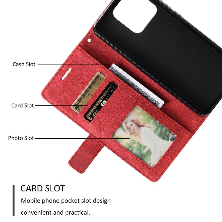 Étui en cuir à rabat portefeuille premium pour la série Xiaomi Redmi
