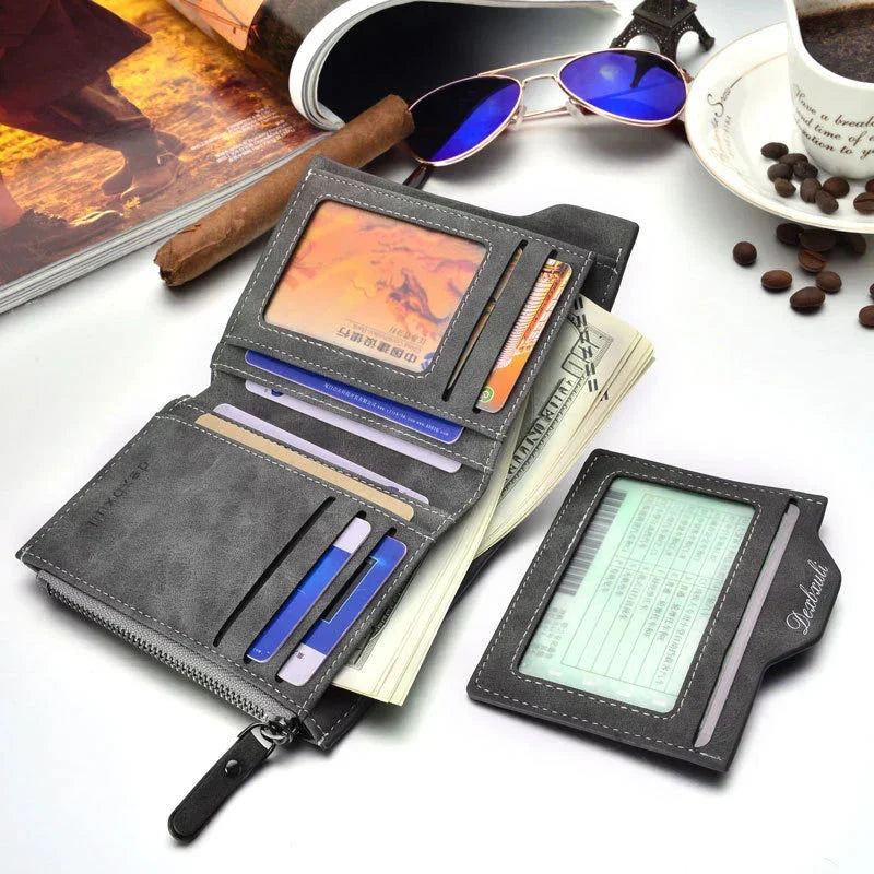 Wallet Men Soft Leather wallet with removable card slots multifunction men wallet purse male clutch top quality ! - Korvel