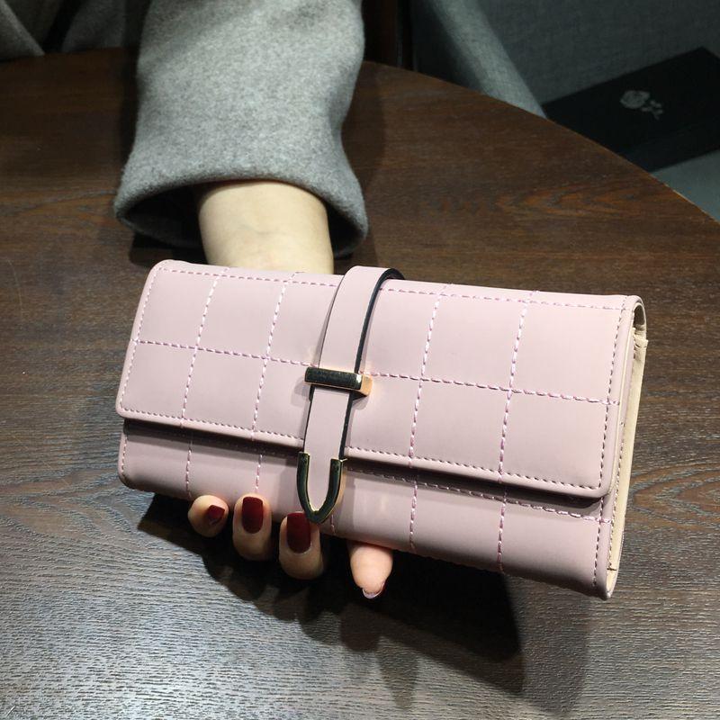 Wallets Long With Plaid PU Leather Fashion Hasp Coin Purse Phone Bag 10 Card Holders Female Wallet for girls ladies - Korvel