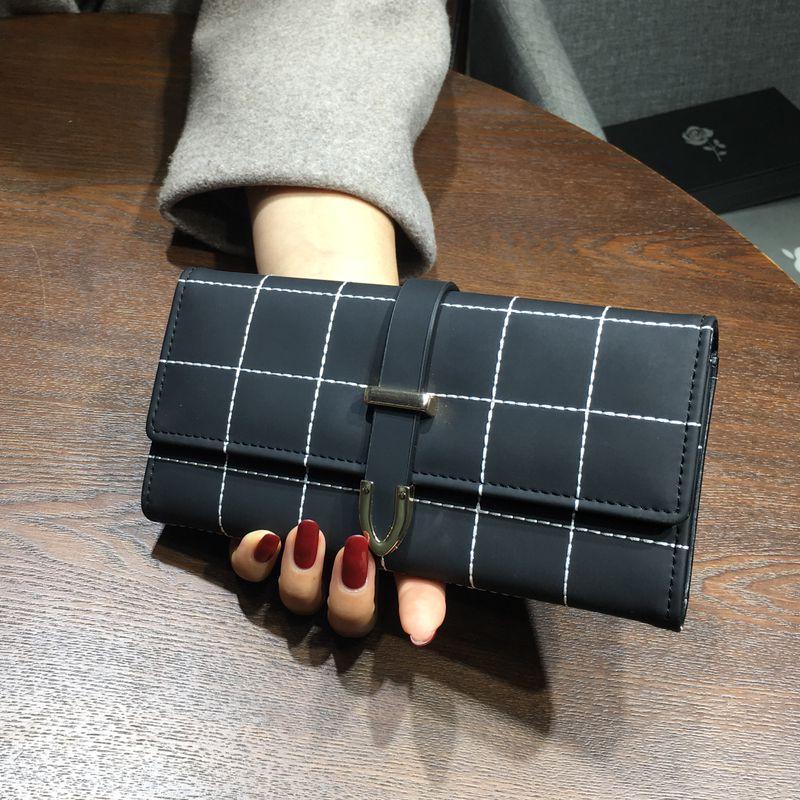 Wallets Long With Plaid PU Leather Fashion Hasp Coin Purse Phone Bag 10 Card Holders Female Wallet for girls ladies - Korvel