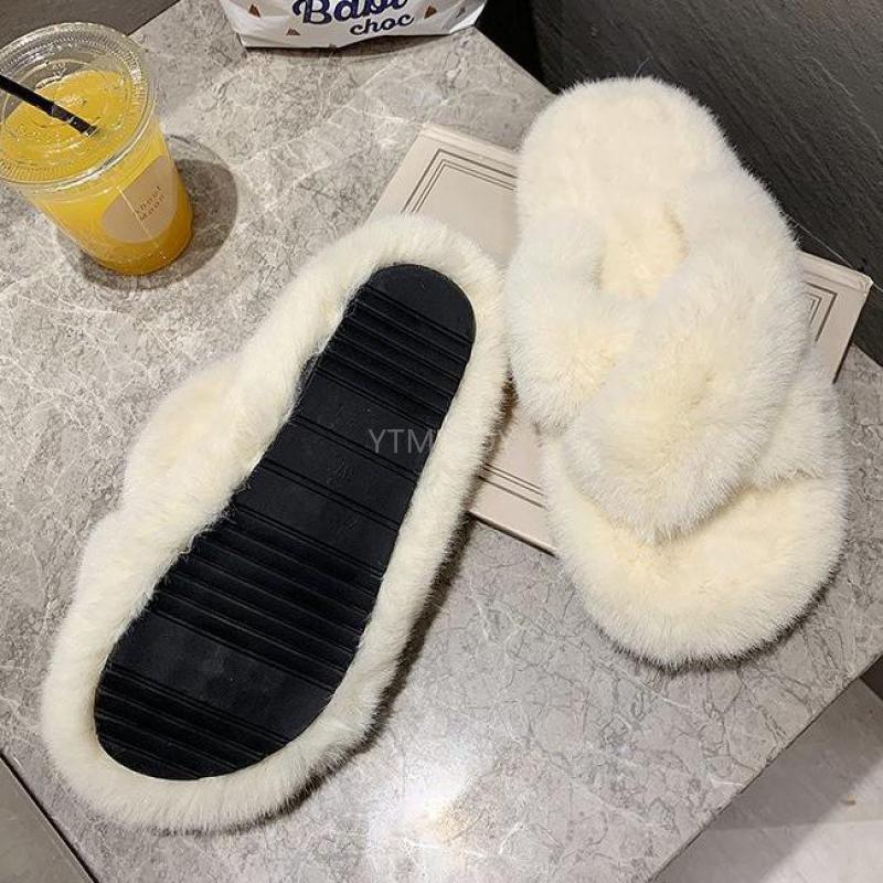 Chaussons en fourrure chaude et moelleuse pour femmes - Sandales confortables pour l'intérieur et l'