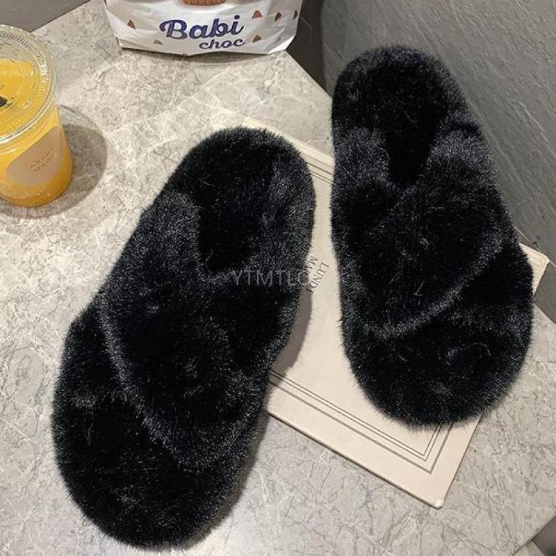 Chaussons en fourrure chaude et moelleuse pour femmes - Sandales confortables pour l'intérieur et l'