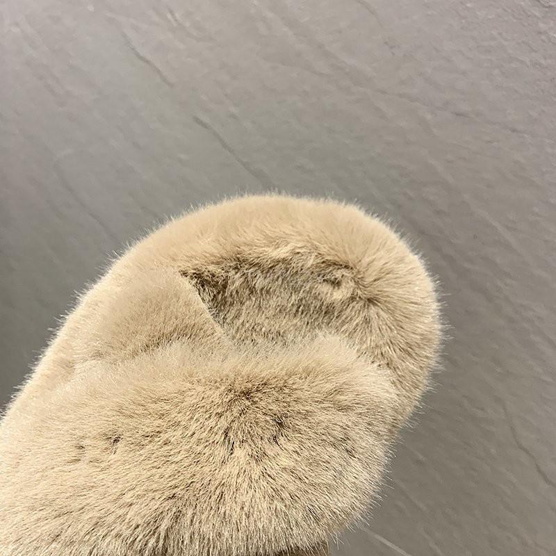 Chaussons en fourrure chaude et moelleuse pour femmes - Sandales confortables pour l'intérieur et l'