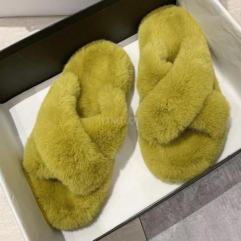 Chaussons en fourrure chaude et moelleuse pour femmes - Sandales confortables pour l'intérieur et l'