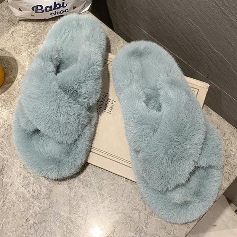 Chaussons en fourrure chaude et moelleuse pour femmes - Sandales confortables pour l'intérieur et l'
