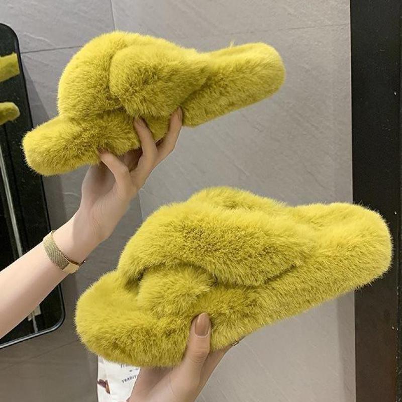 Chaussons en fourrure chaude et moelleuse pour femmes - Sandales confortables pour l'intérieur et l'