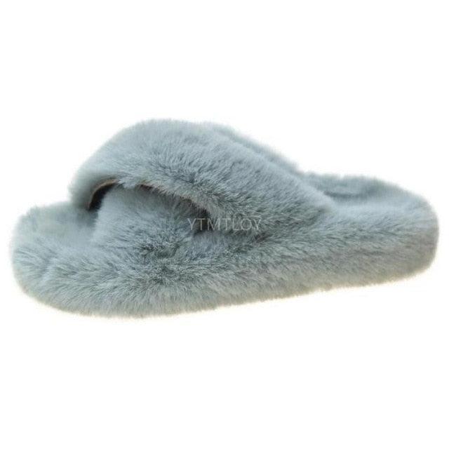 Chaussons en fourrure chaude et moelleuse pour femmes - Sandales confortables pour l'intérieur et l'