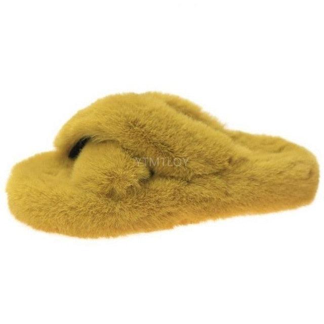 Chaussons en fourrure chaude et moelleuse pour femmes - Sandales confortables pour l'intérieur et l'
