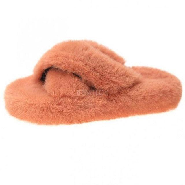 Chaussons en fourrure chaude et moelleuse pour femmes - Sandales confortables pour l'intérieur et l'