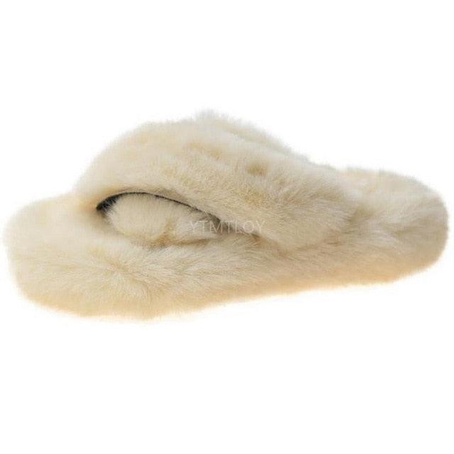 Chaussons en fourrure chaude et moelleuse pour femmes - Sandales confortables pour l'intérieur et l'