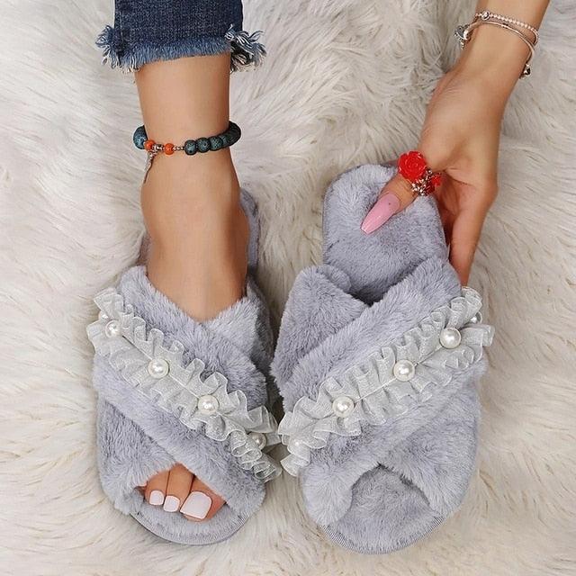 Cozy Faux Fur Slippers for Women - Plush Indoor Slides