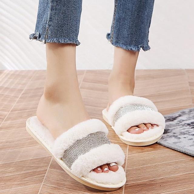 Cozy Faux Fur Slippers for Women - Plush Indoor Slides
