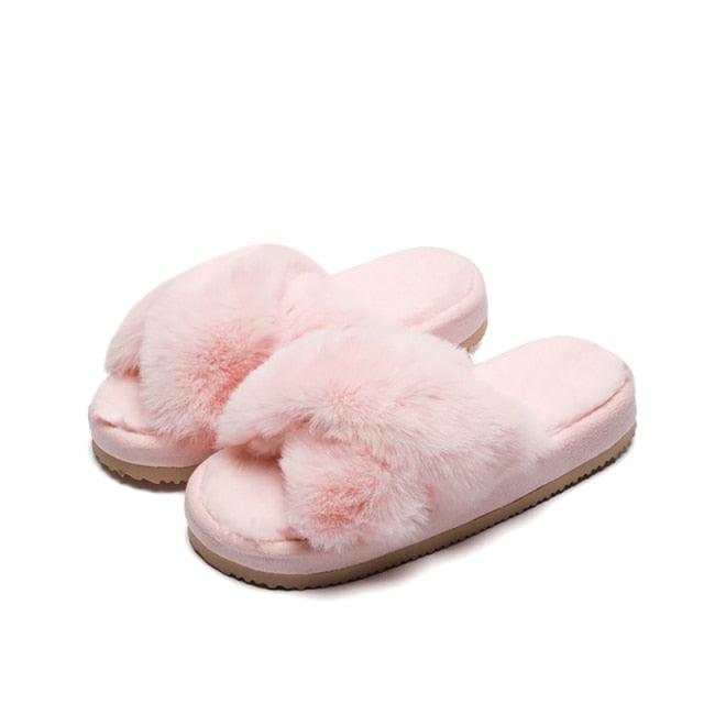 Cozy Faux Fur Slippers for Women - Plush Indoor Slides