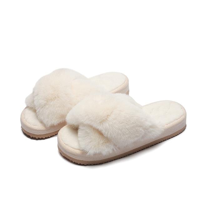 Cozy Faux Fur Slippers for Women - Plush Indoor Slides