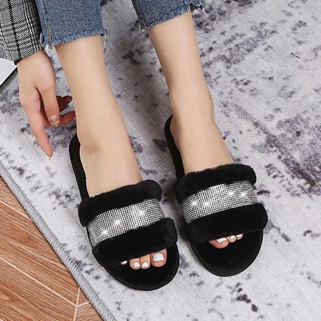 Cozy Faux Fur Slippers for Women - Plush Indoor Slides