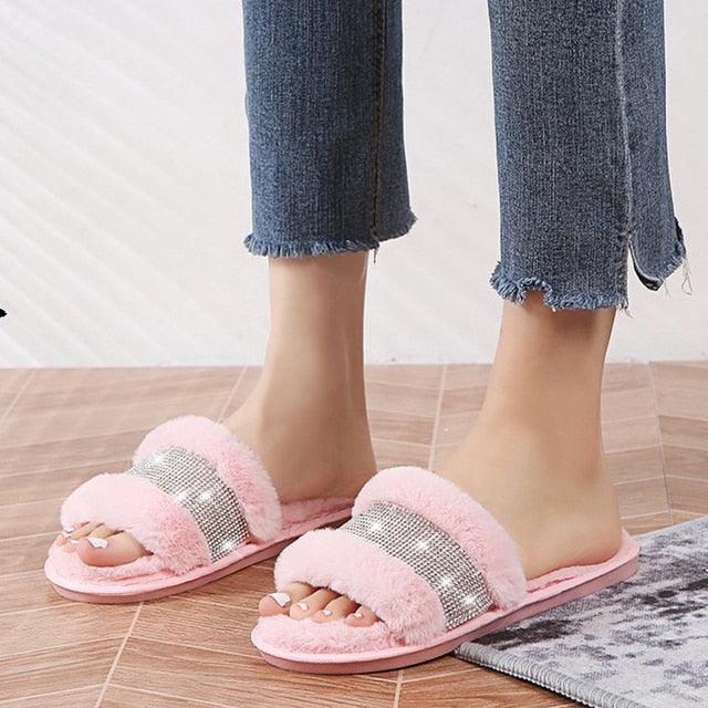 Cozy Faux Fur Slippers for Women - Plush Indoor Slides