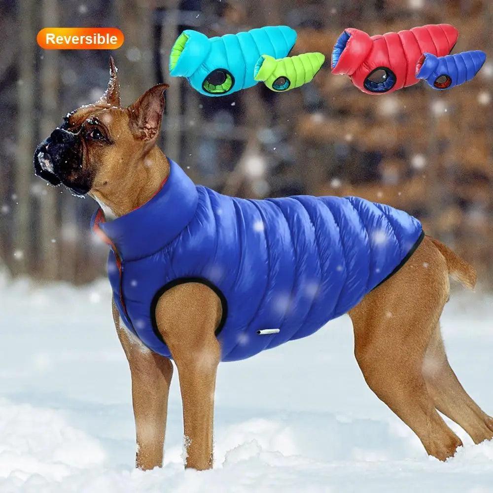 Abrigo de Invierno Reversible para Perros - Chaqueta de Mascota Cálida y Resistente al Agua