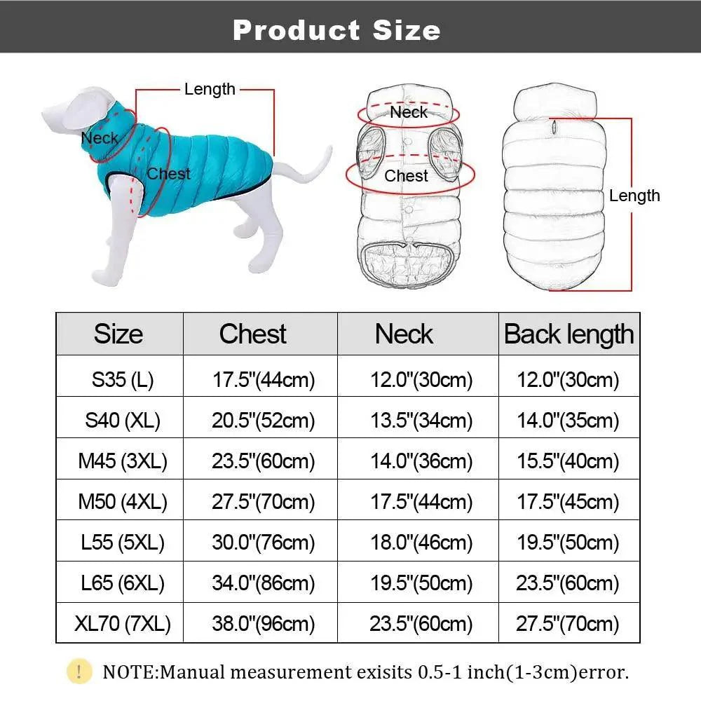 Abrigo de Invierno Reversible para Perros - Chaqueta de Mascota Cálida y Resistente al Agua