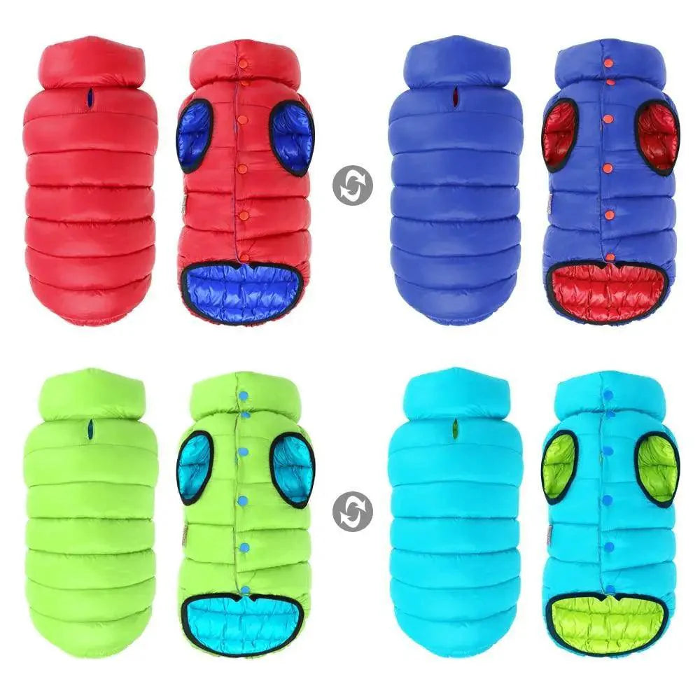 Abrigo de Invierno Reversible para Perros - Chaqueta de Mascota Cálida y Resistente al Agua