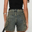 Washed High Rise Denim Shorts - Korvel