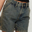 Washed High Rise Denim Shorts - Korvel