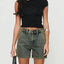Washed High Rise Denim Shorts - Korvel