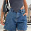 Washed High Rise Denim Shorts - Korvel