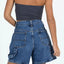 Washed High Rise Denim Shorts - Korvel
