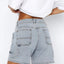 Washed High Rise Denim Shorts - Korvel