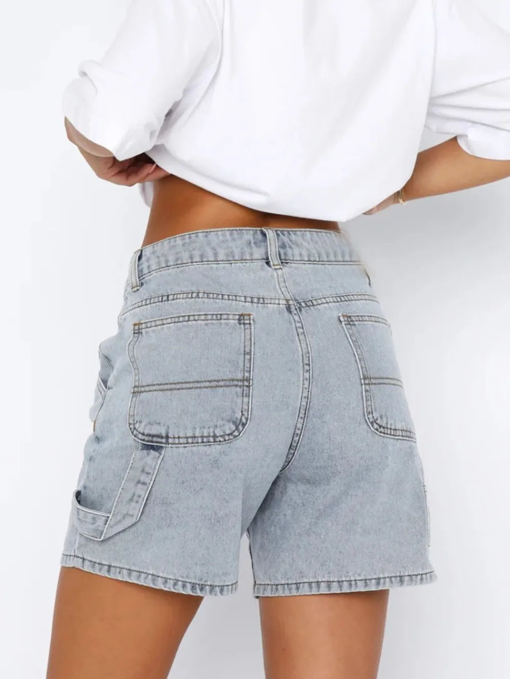 Washed High Rise Denim Shorts - Korvel