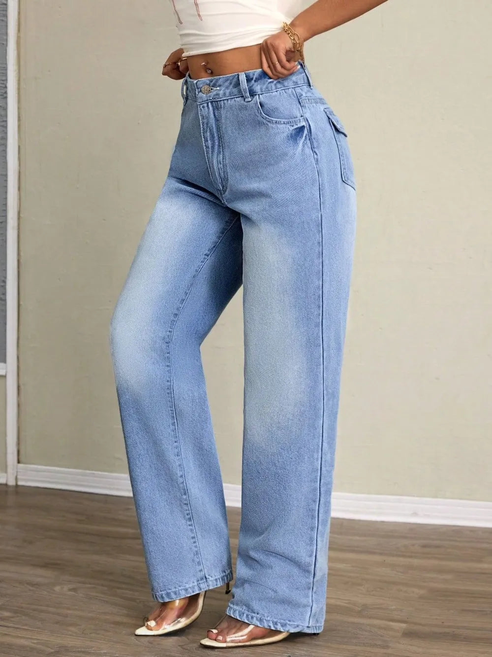 Washed High Waist Jeans - Korvel