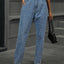 Washed pearl denim straight leg pants - Korvel