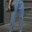 Washed pearl denim straight leg pants - Korvel