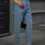 Washed pearl denim straight leg pants - Korvel