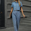 Washed pearl denim straight leg pants - Korvel