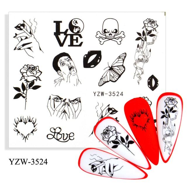 Elegantes Stickers de Uñas 3D con Decal de Agua