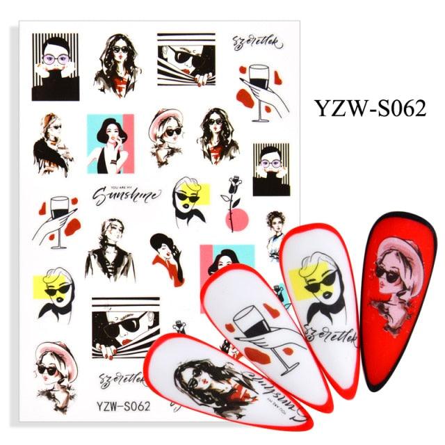Elegantes Stickers de Uñas 3D con Decal de Agua