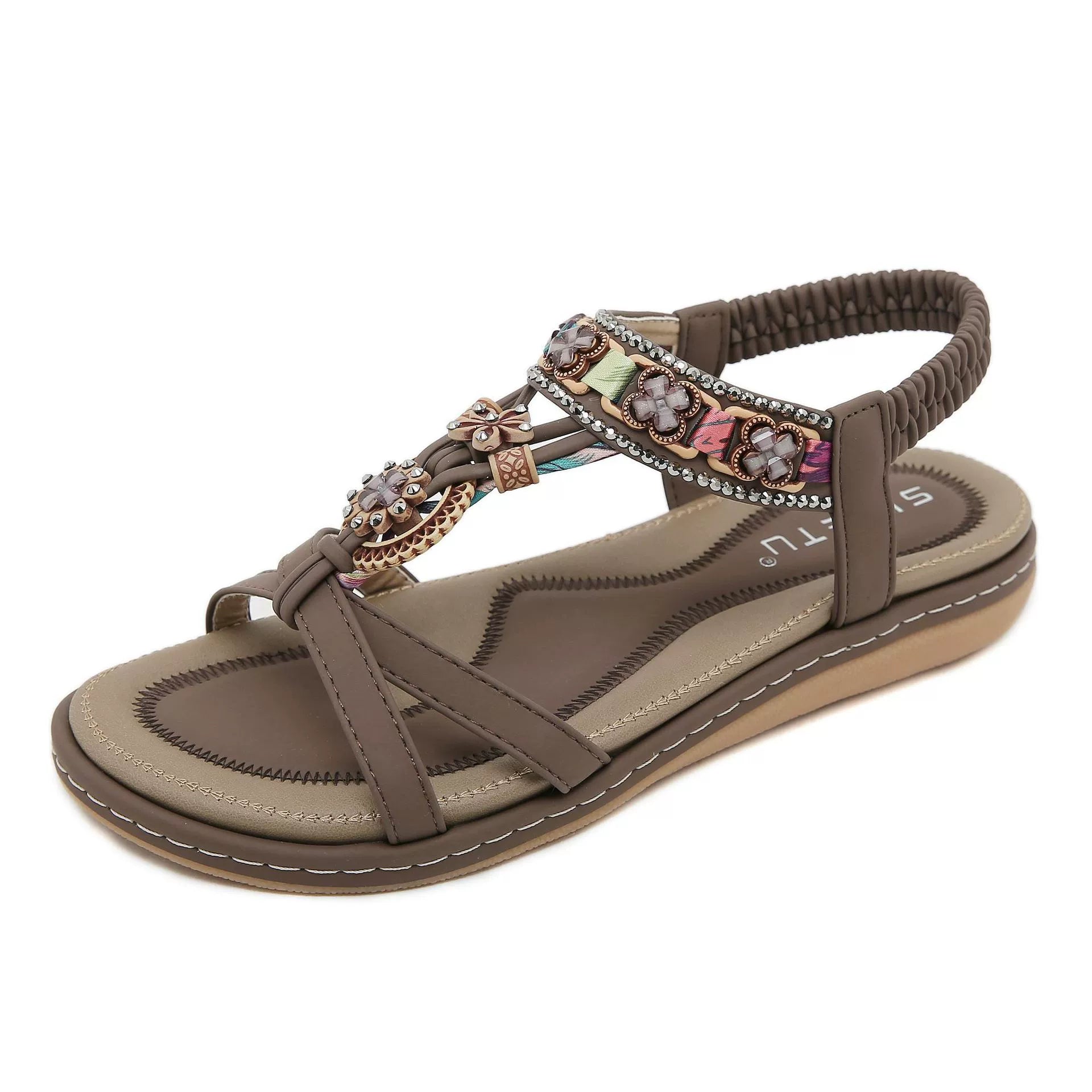 Water Diamond Flower Casual Fashion Versatile Flat Sandals for Women - Korvel