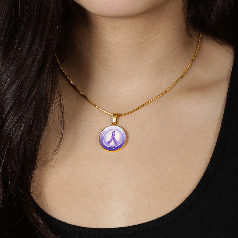 Watercolor Purple Ribbon Pendant Necklace