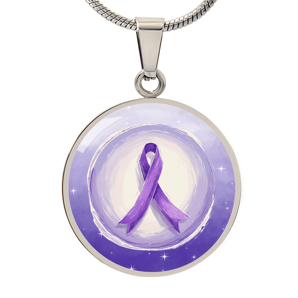 Watercolor Purple Ribbon Pendant Necklace