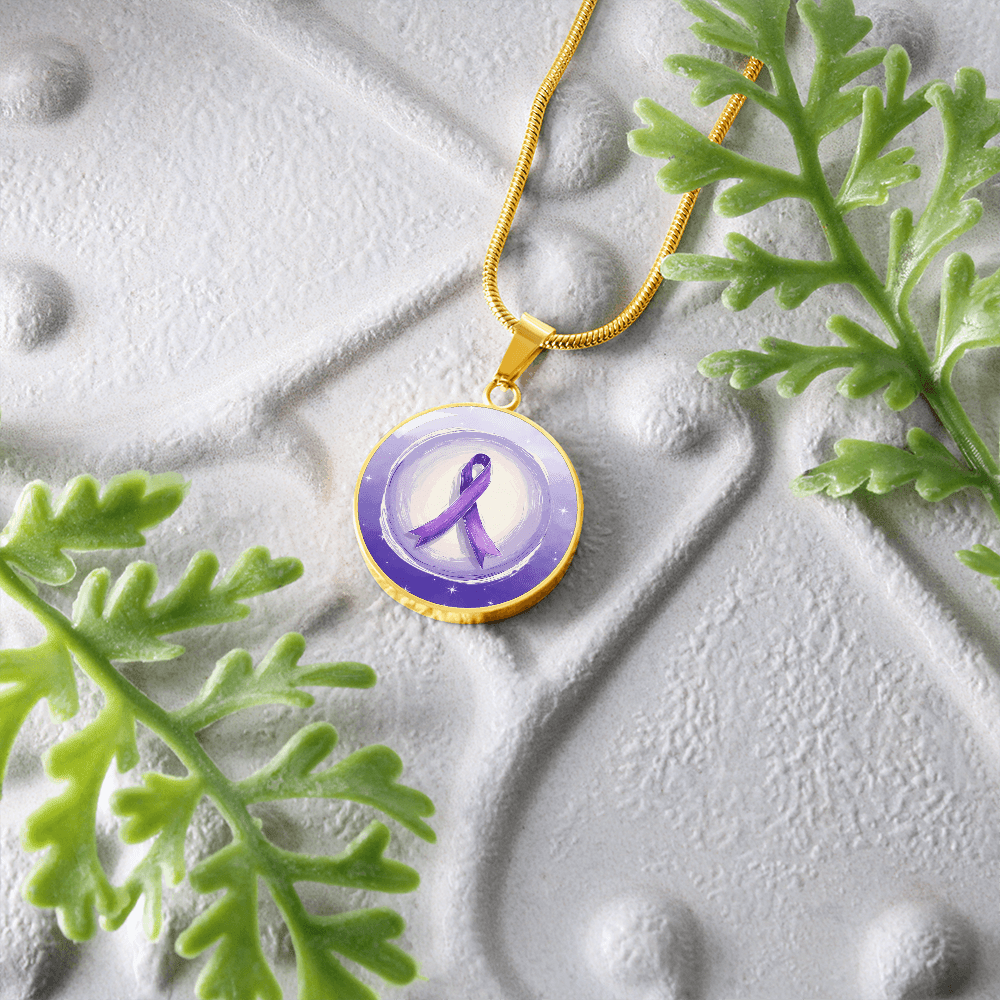 Watercolor Purple Ribbon Pendant Necklace