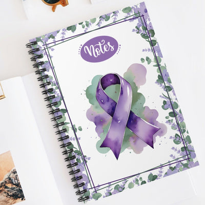 Watercolor Purple Ribbon Spiral-Bound Notebook