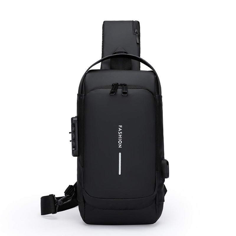 Waterproof Anti Theft Designer Password Lock Bag Usb Crossbody Sling Bags For Men Chest Bags - Korvel
