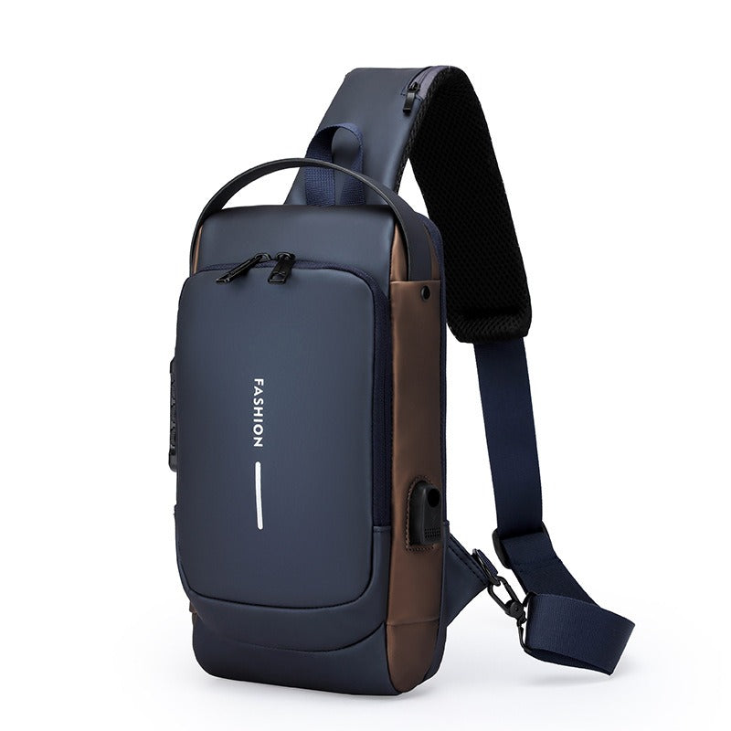 Waterproof Anti Theft Designer Password Lock Bag Usb Crossbody Sling Bags For Men Chest Bags - Korvel