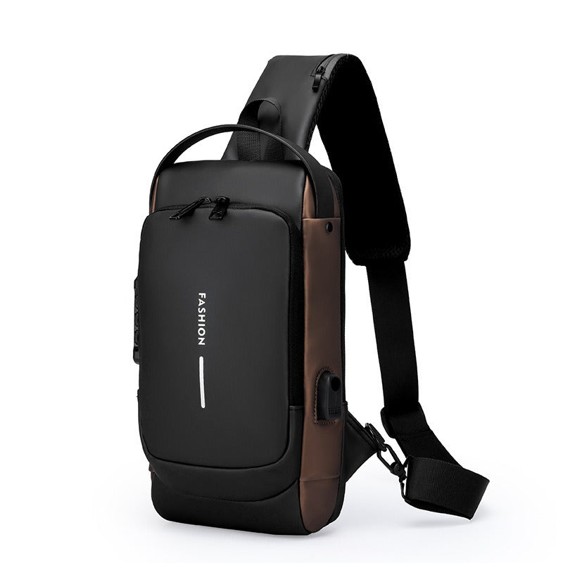 Waterproof Anti Theft Designer Password Lock Bag Usb Crossbody Sling Bags For Men Chest Bags - Korvel