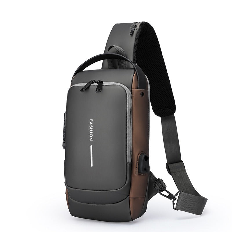 Waterproof Anti Theft Designer Password Lock Bag Usb Crossbody Sling Bags For Men Chest Bags - Korvel
