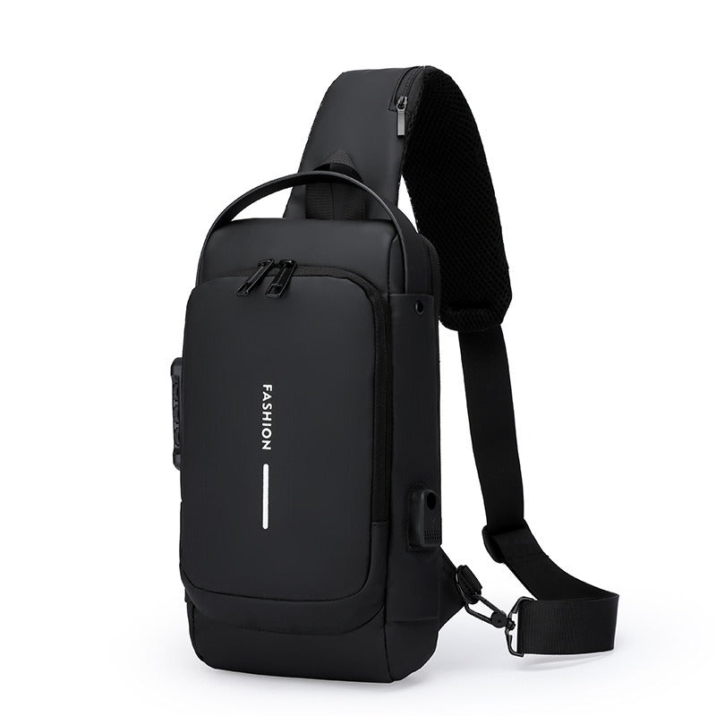 Waterproof Anti Theft Designer Password Lock Bag Usb Crossbody Sling Bags For Men Chest Bags - Korvel
