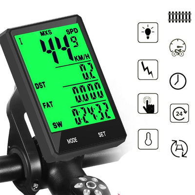 Advanced Waterproof Bicycle Computer - Wireless & Wired Speedometer with LCD Display and 20 Functions - Korvel