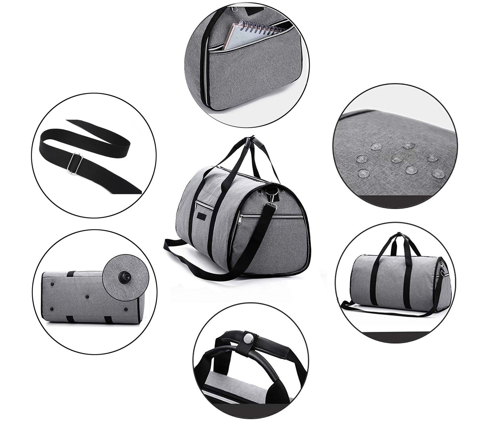 Waterproof Travel Bag Mens Garment Bags Women Travel Shoulder Bag 2 In 1 Large Luggage Duffel Totes Carry On Leisure Hand Bag - Korvel